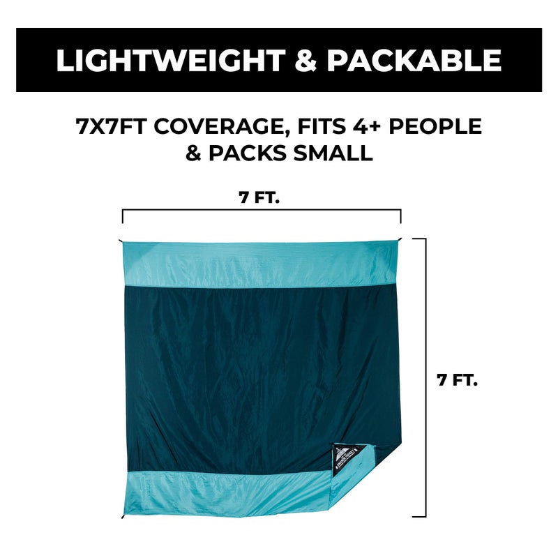GRAND TRUNK Parasheet Blanket - Sand & Water Resistant Beach Blanket, 7x7ft with Anchor Pockets, Lightweight & Quick-Dry (Blue Lagoon) - Image 3